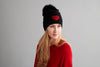 Reversible Slouchy Black and Red Striped Cashmere Hat