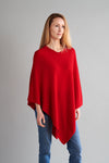 Black with Red Stripe Cashmere Poncho