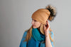 Reversible Slouchy Blush Cashmere Hat with Crystal Pom-Pom