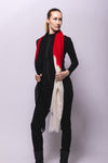 Black with Red Stripe Cashmere Poncho