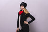 Black Reversible Slouchy Cashmere Hat with Red Rim