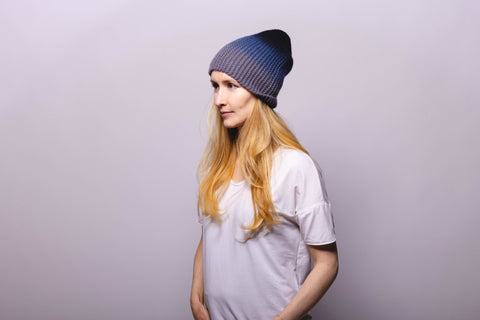 Pearl Stitched Silver Pine Cashmere Hat