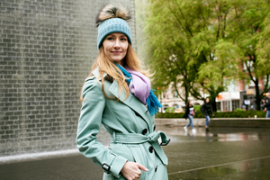 Ribbed Seafoam Cashmere Hat with Seafoam Pom-Pom, Hat - Loveknitz