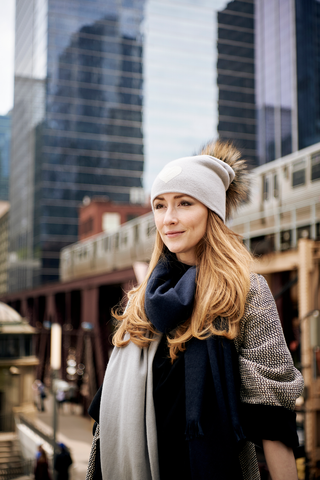 Caramel - Blue Ombré Winter Cashmere Scarf