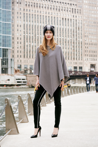 Light Grey Cashmere Poncho