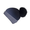 Pearl Stitched Black Ombré Cashmere Hat with Black Pom-Pom, Hat with Pom - Loveknitz