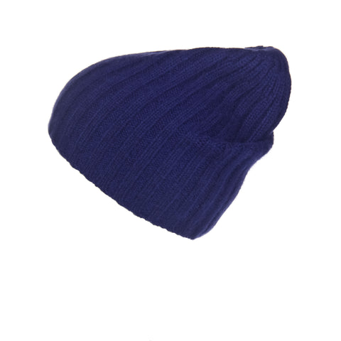 Jersey Roll Slouchy Dark Blue Melange Cashmere Hat