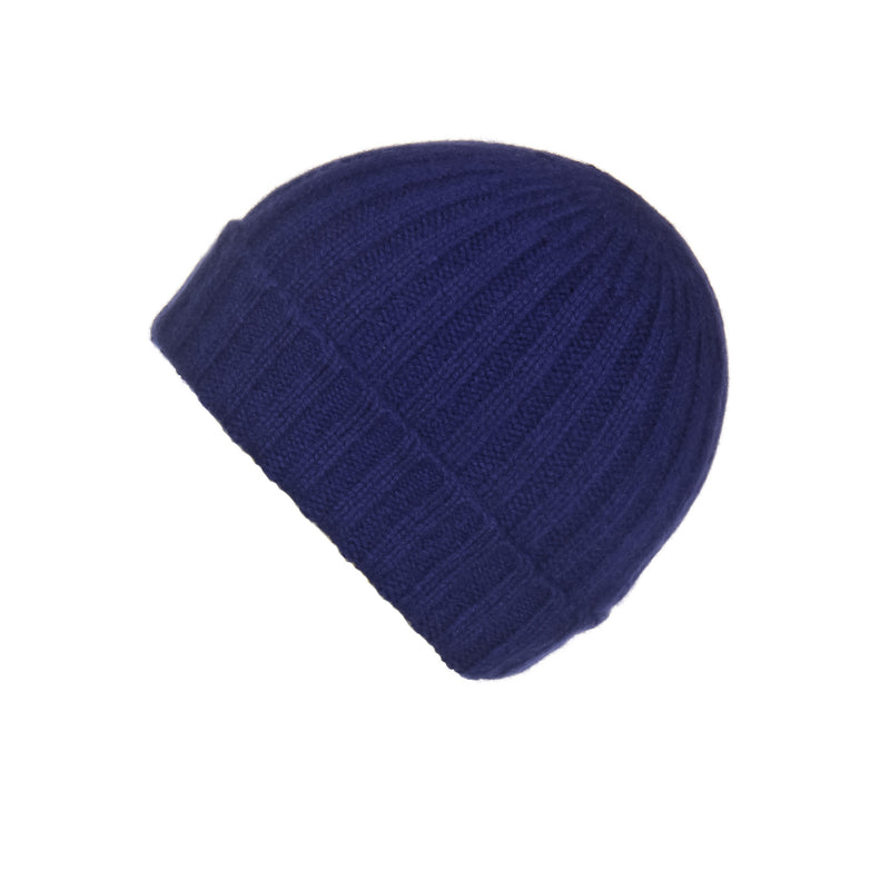 Ribbed Navy Cashmere Hat, Hat - Loveknitz