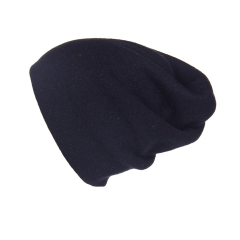 Fold-Over Ribbed Grey Cashmere Hat