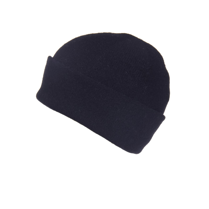 Reversible Slouchy Black Cashmere Hat, Hat - Loveknitz