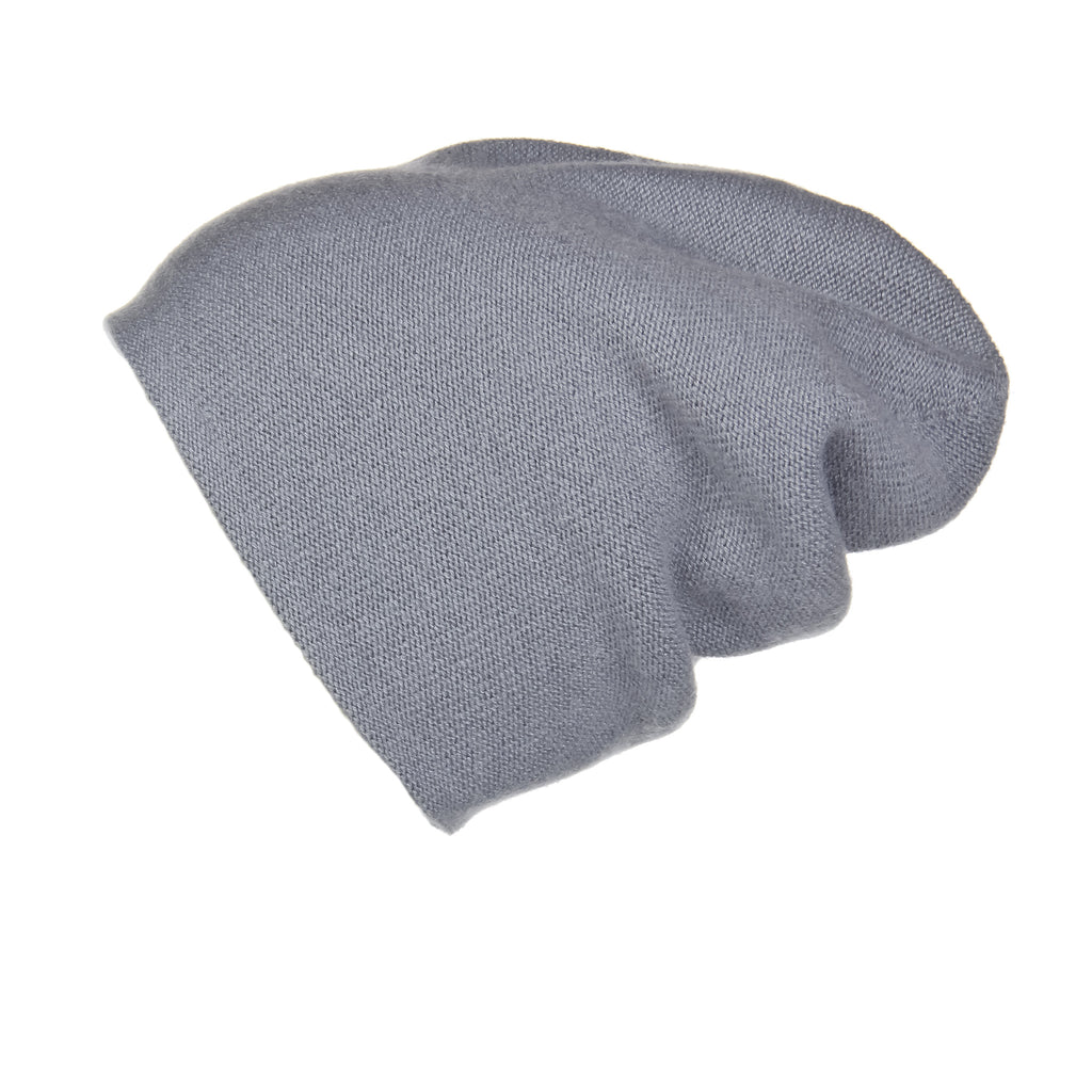 Reversible Slouchy Grey Cashmere Hat, Hat - Loveknitz
