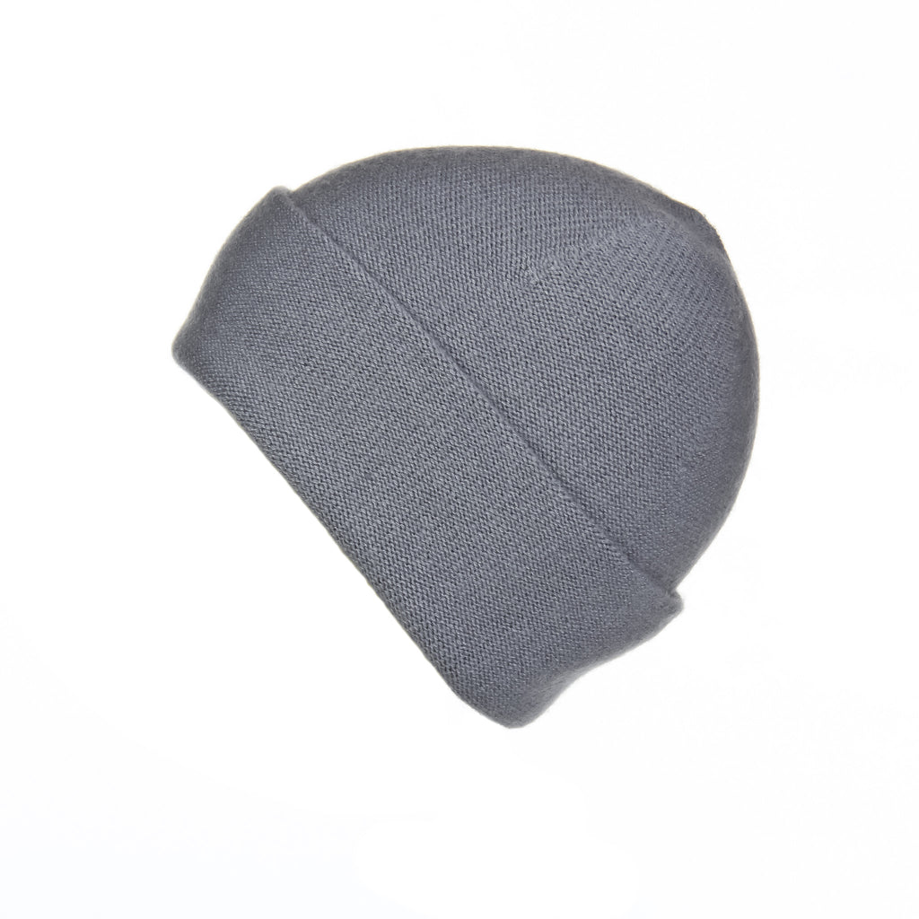 Reversible Slouchy Grey Cashmere Hat, Hat - Loveknitz