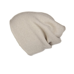 Reversible Slouchy Sand Cashmere Hat, Hat - Loveknitz