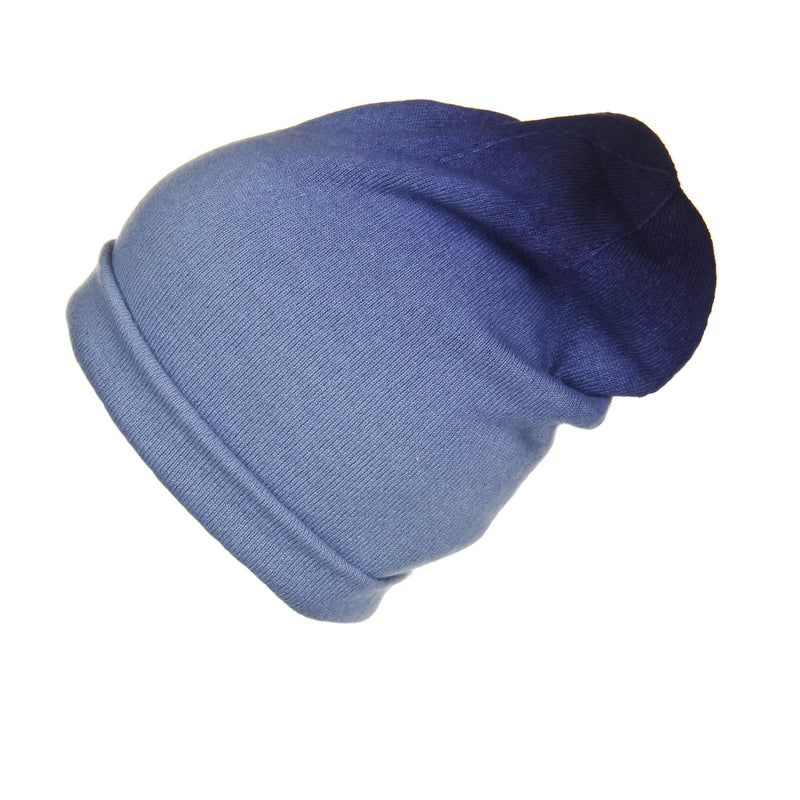 Blue Ombré Slouchy Cashmere Hat, Hat - Loveknitz