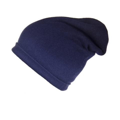 Ribbed Navy Cashmere Hat