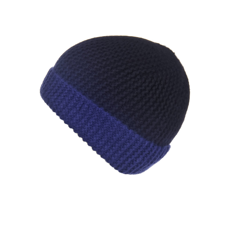 Pearl Stitched Blue Ombré Cashmere Hat, Hat - Loveknitz