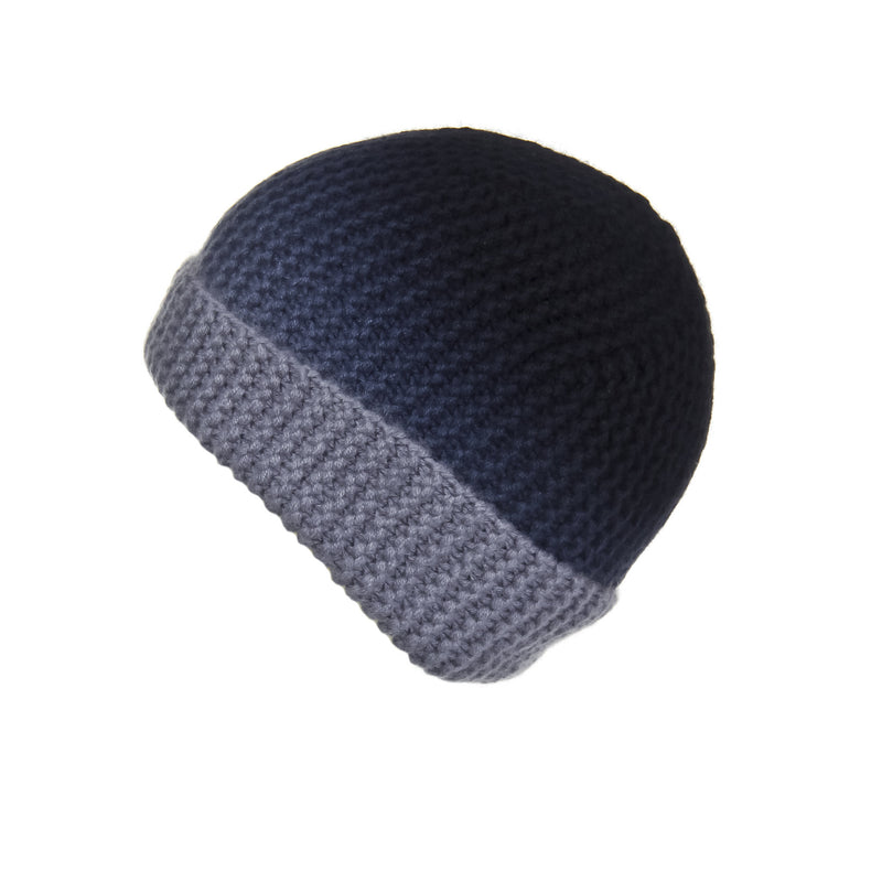Pearl Stitched Black Ombré Cashmere Hat, Hat - Loveknitz