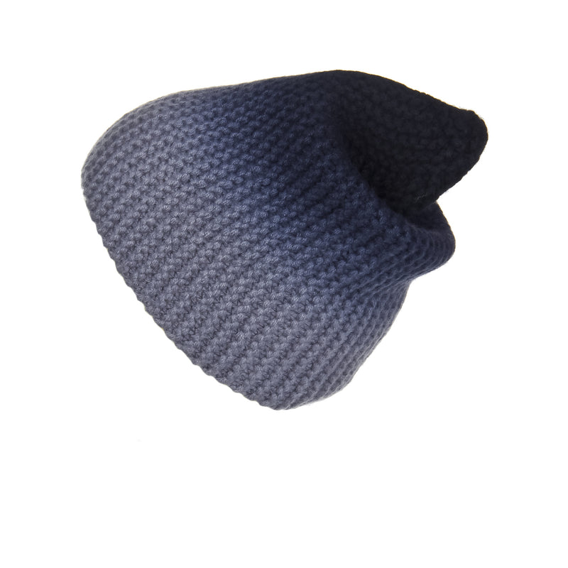 Pearl Stitched Black Ombré Cashmere Hat, Hat - Loveknitz