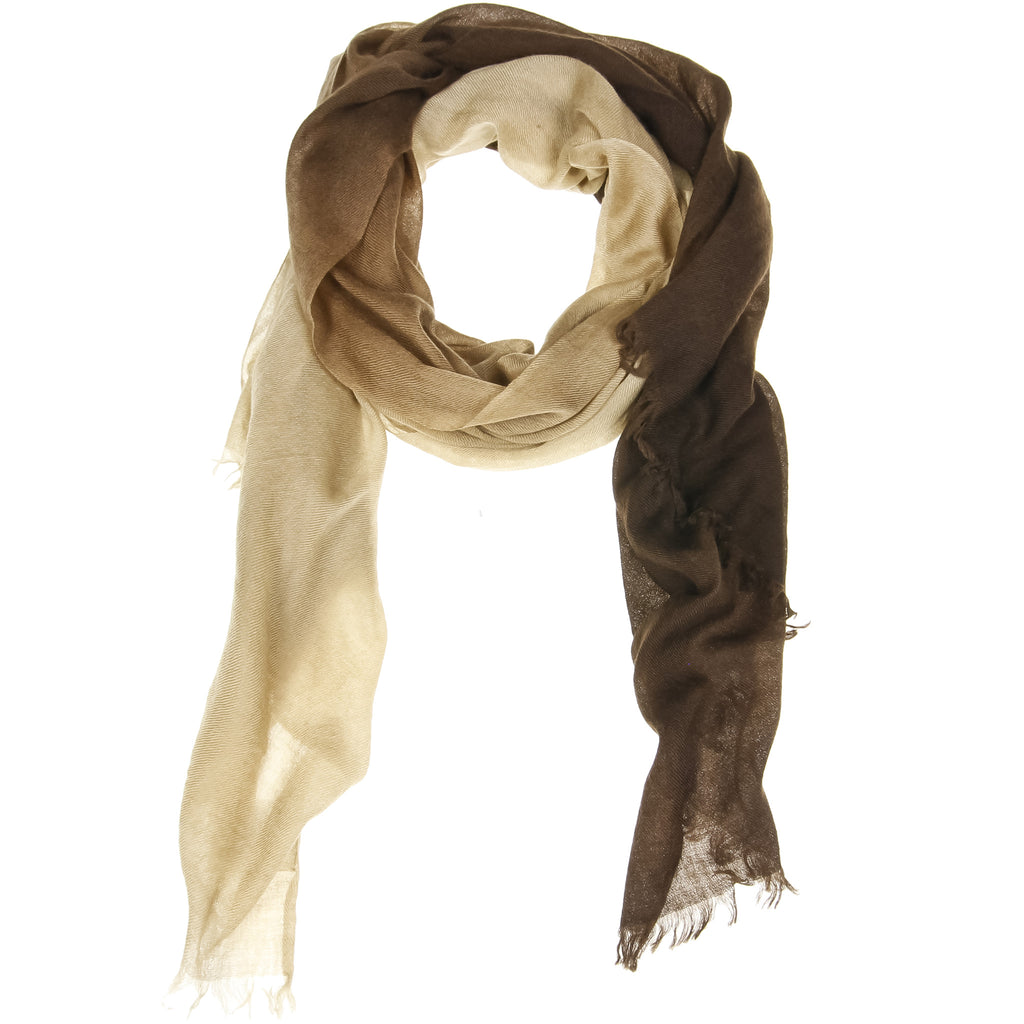 Brown Ombré Hand Woven Cashmere Wool Scarf, Scarves - Loveknitz