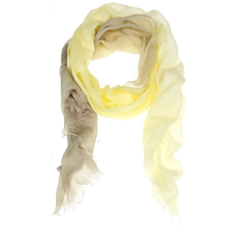 Lemon Ombré Hand Woven Cashmere Wool Scarf, Scarves - Loveknitz