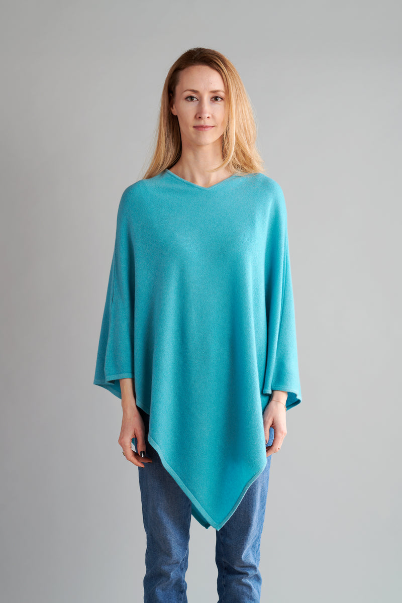 Teal Cashmere Poncho