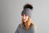 Reversible Slouchy Gold Cashmere Hat with Crystal Pom-Pom