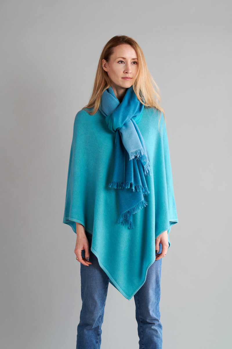 Teal Cashmere Poncho