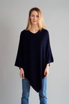 Blue with Red Stripe Cashmere Poncho