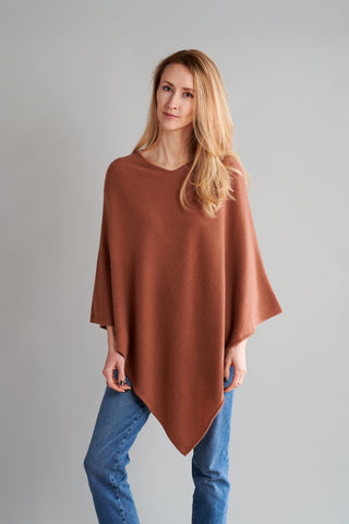 Blue with Red Stripe Cashmere Poncho