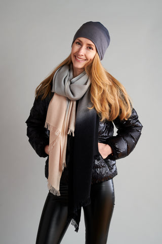 Brown-Blush Ombré Winter Cashmere Scarf