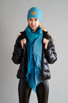 Teal Ombré Winter Cashmere Scarf