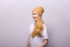 Reversible Slouchy Gold Cashmere Hat