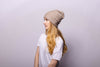 Ribbed Sand Cashmere Hat