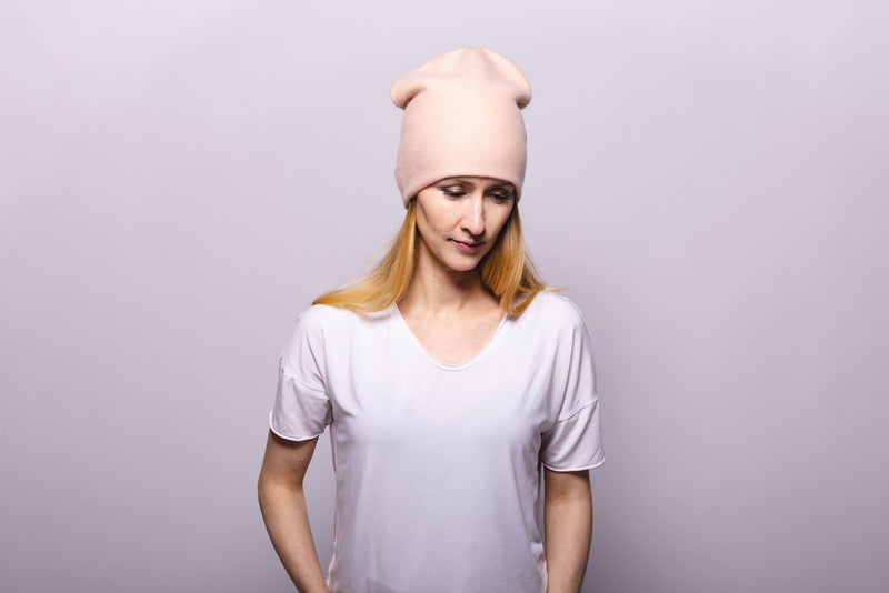 Reversible Slouchy Blush Cashmere Hat