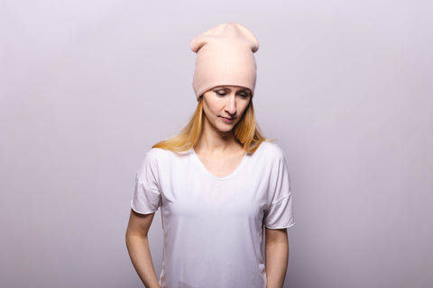 Ribbed Silver Pine Cashmere Hat