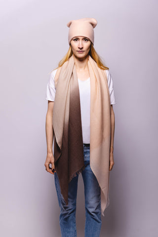 Bronze-Blue Ombré Winter Cashmere Scarf