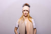 Reversible Slouchy Blush Cashmere Hat with Crystal Pom-Pom