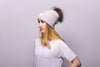 Reversible Slouchy Gold Cashmere Hat with Crystal Pom-Pom