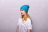 Reversible Slouchy Blue and Red Striped Cashmere Hat