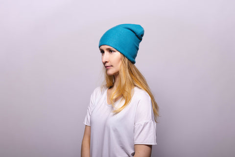 Reversible Slouchy Sand Cashmere Hat