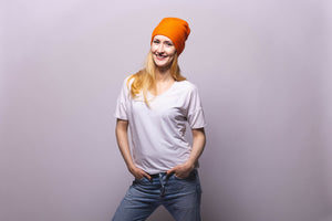 Reversible Slouchy Orange Cashmere Hat