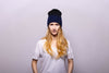 Jersey Roll Slouchy Dark Blue Melange Cashmere Hat