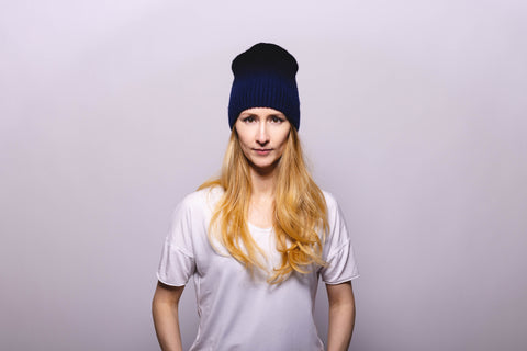 Blue Ombré Slouchy Cashmere Hat