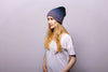 Jersey Roll Slouchy Dark Blue Melange Cashmere Hat