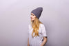 Jersey Roll Slouchy Grey Cashmere Hat