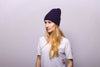 Reversible Slouchy Blue and Red Striped Cashmere Hat