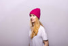 Fold-Over Ribbed Ivory Cashmere Hat