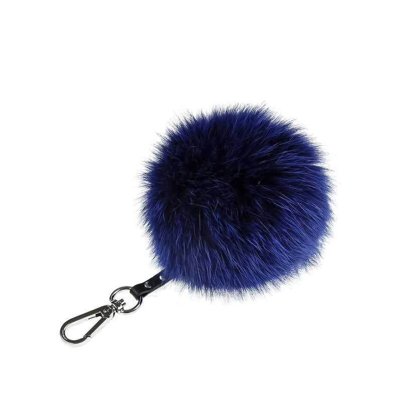 Electric Blue Key and Purse Chain Pom-Pom, KEYCHAIN FUR POM - Loveknitz