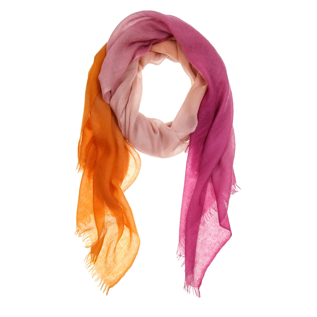 Pink Ombré Hand Woven Cashmere Wool Scarf, Scarves - Loveknitz