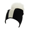 Reversible Slouchy Black & White Striped Cashmere Hat with White Pom-Pom, Hat - Loveknitz